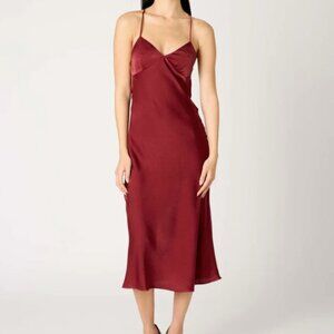 Nia Oxblood Chrishelle Slip Midi Dress
